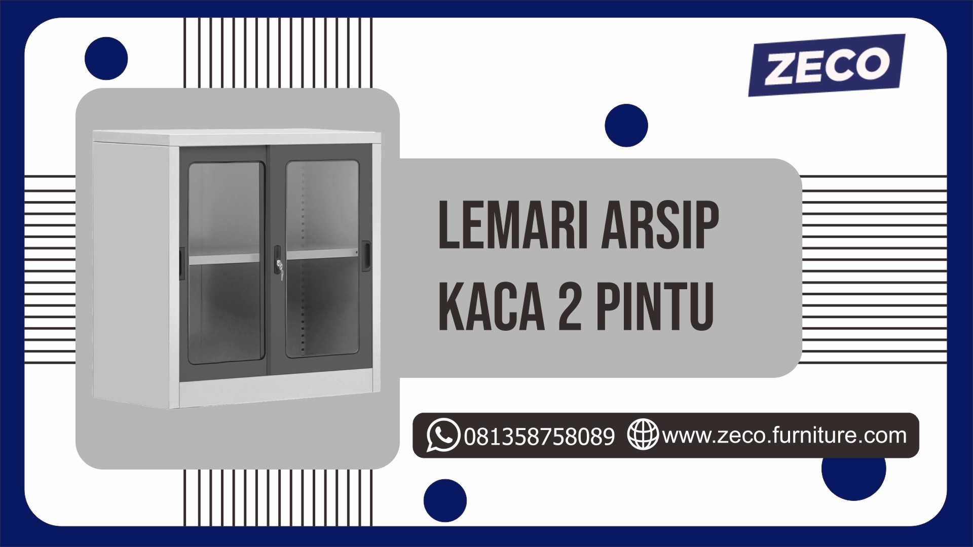 Lemari Arsip Kaca 2 Pintu
